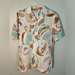 Zara Camp Collar Short Sleeve Shirt - Small
